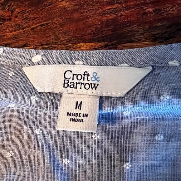 Croft & Barrow Light Blue Sleeveless Pin Tuck Polka Dot Nightgown M - Picture 2 of 8